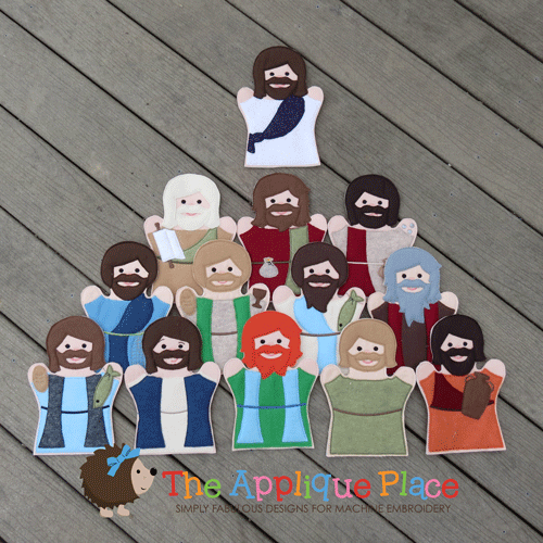 Jesus and His 12 disciples Puppet Set Karilyn Doll-jesus, disciples, apolstles, bible, bible character, bible puppet, finger puppet