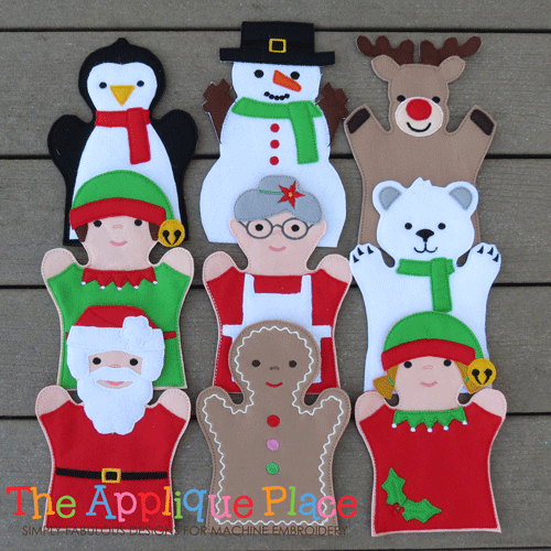 Christmas Puppet Set Dance Shoes set of 8-Christmas, north pole, puppet, finger, santa, Rudolf, frosty, snowman, elf