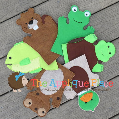 Pond Puppets Set Dance Shoes set of 8-pond, turtle, toad, mallard, bluegill, frog, beaver, pond, lake, animals, set, woodland, forest, puppet, finger, hand