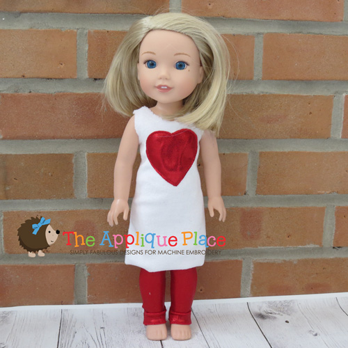 Doll Clothing - 14 Inch Doll Heart Applique