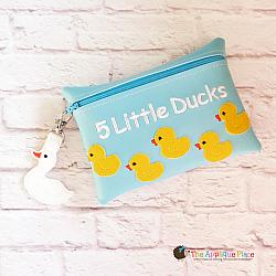 Bag - In the Hoop 5 Little Ducks Puppet Bag and Duck Bag Tag