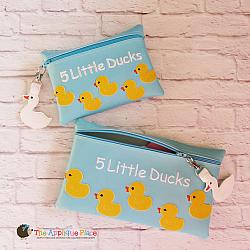 Bag - In the Hoop 5 Little Ducks Puppet Bag and Duck Bag Tag