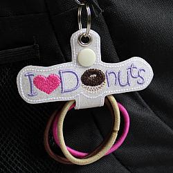 Hair Thing Holder - Key Fob - I Heart Donuts